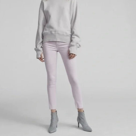 RAG & BONE | Purple High Rise Raw Frayed Hem Skinny Leg Ankle Jeans in ‘Lilac’ - Picture 2 of 12